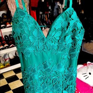 Elegant Teal Lace Dress